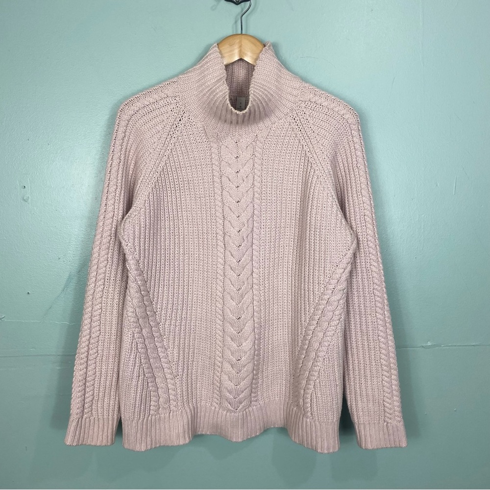 Lululemon Bring The Cozy Turtleneck Pink Cable Knit Chunky Sweater Sz 8